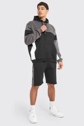 Oversized Colour Block Hooded Short Tracksuit | boohooMAN UK