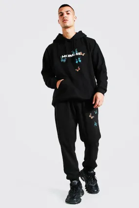 Oversized Homme Butterfly Hooded Tracksuit | boohooMAN UK