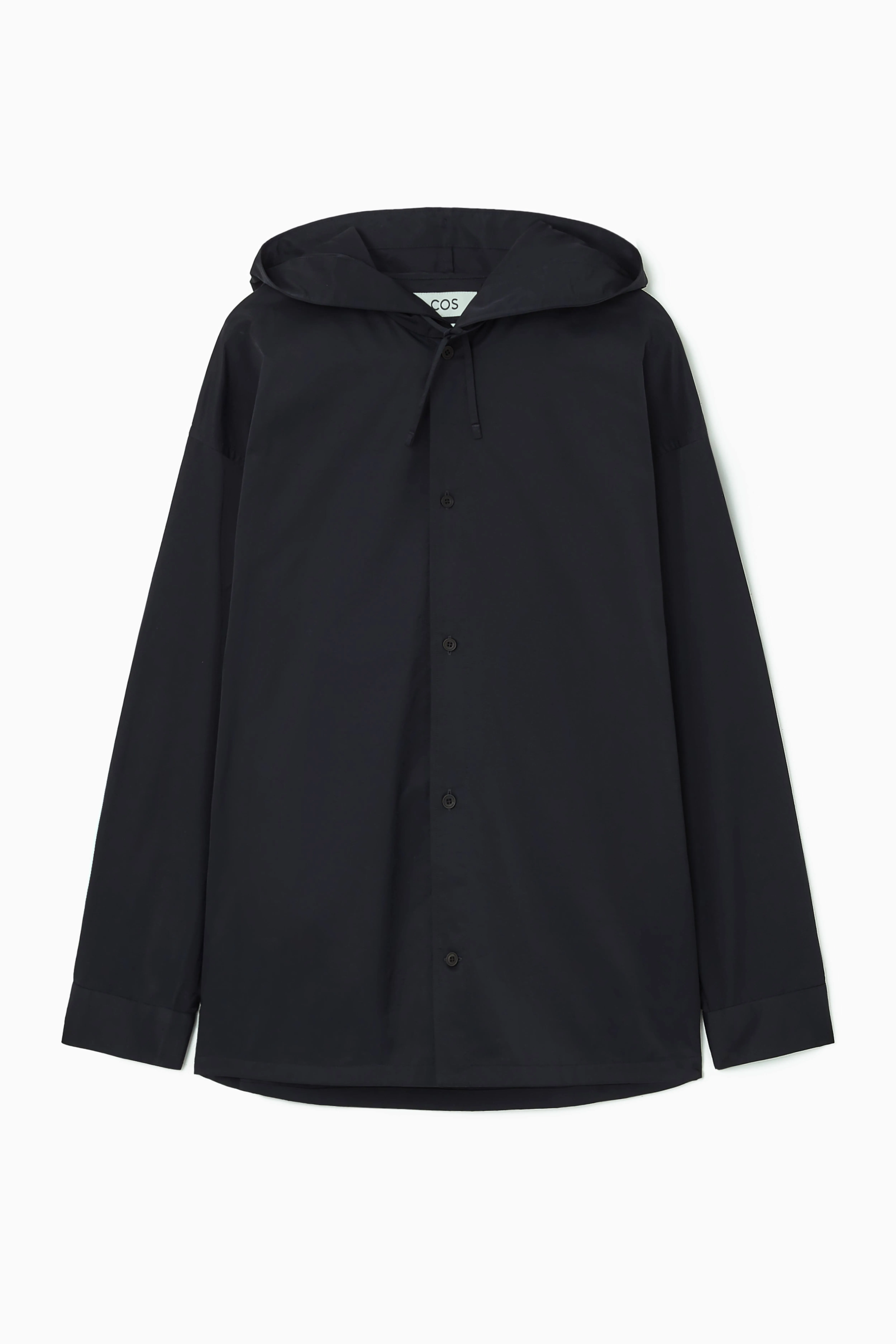 OVERSIZED HOODED NYLON SHIRT - Round neck - Long sleeve - DARK NAVY - Men | H&M GB