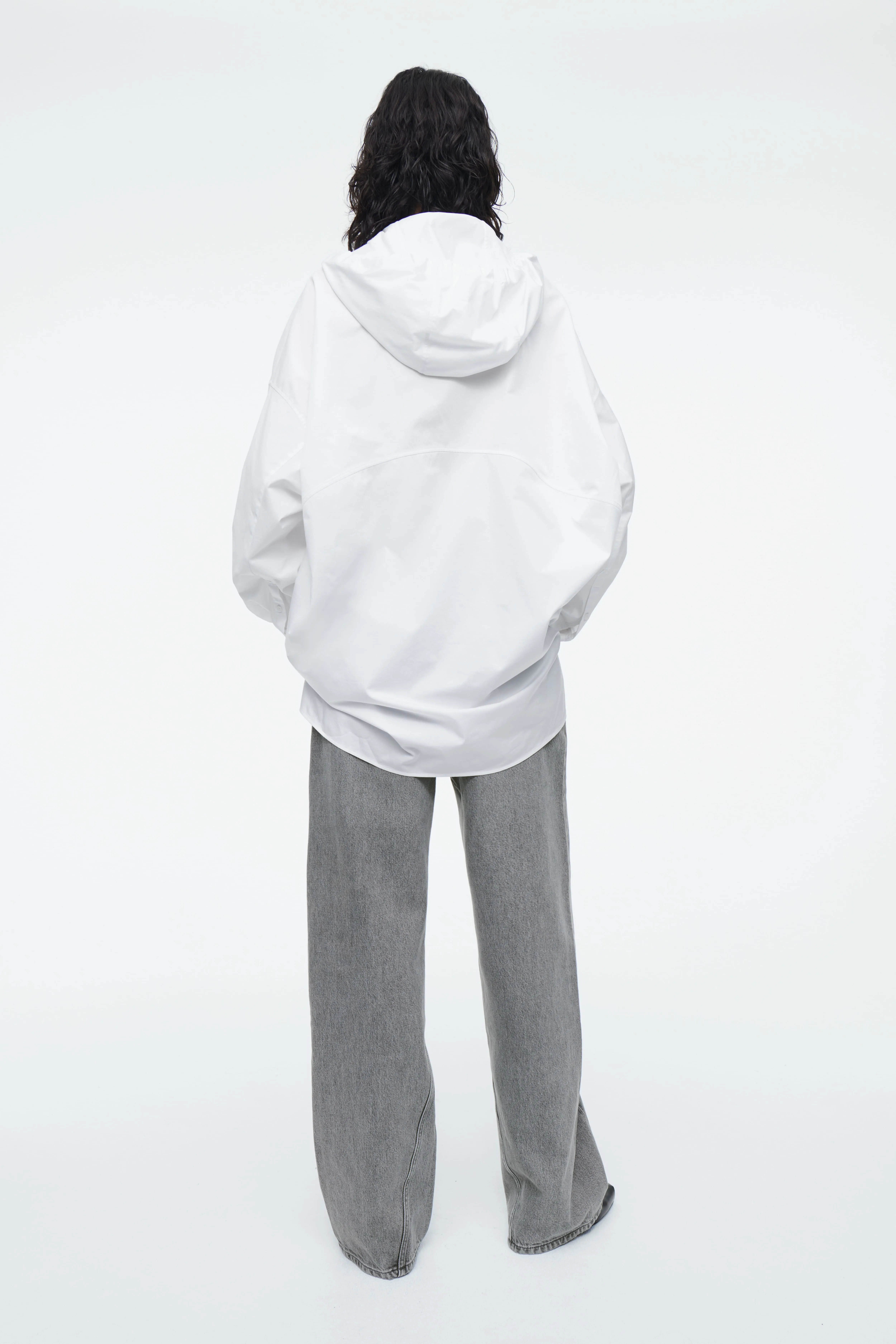 OVERSIZED HOODED SHIRT - Long sleeve - Regular length - WHITE - Ladies | H&M GB