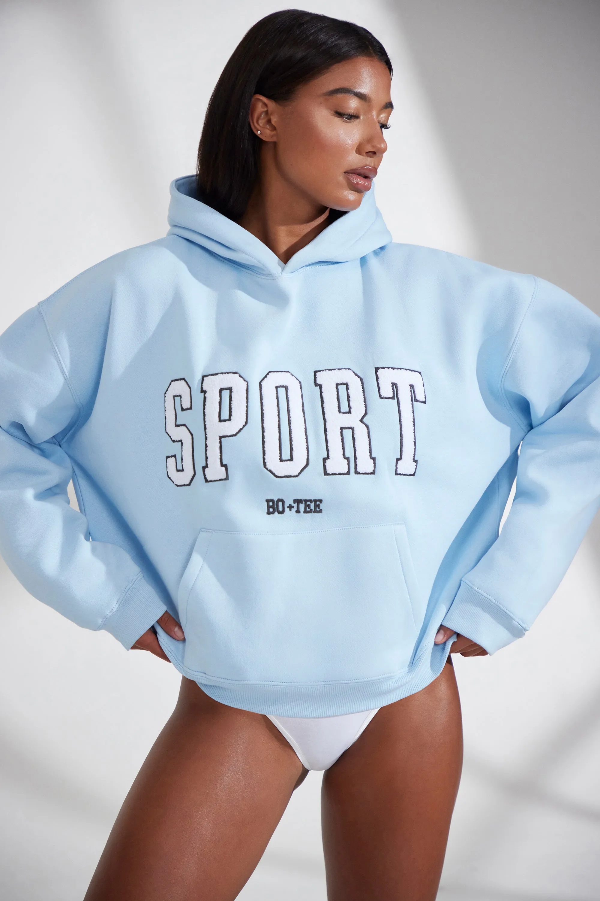 Oversized Hooded Sweatshirt in Baby Blue