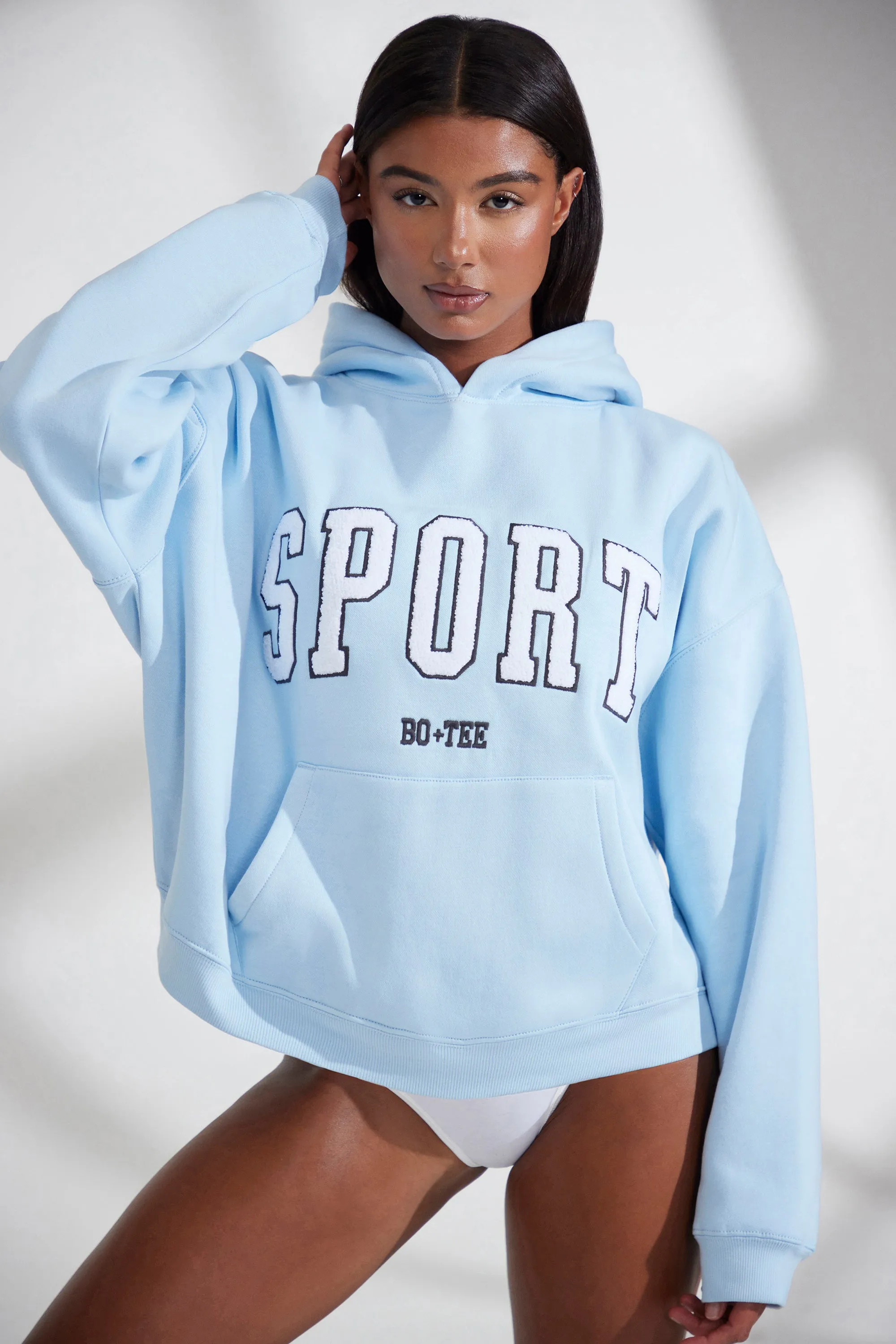 Oversized Hooded Sweatshirt in Baby Blue