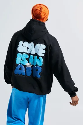 Oversized Love Is In The Air Puff Print Hoodie | boohooMAN UK