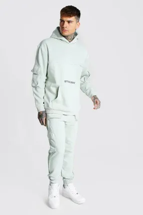 Oversized Man Raw Seam Hooded Tracksuit | boohooMAN UK