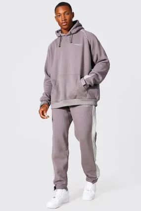 Oversized Man Side Panel Hooded Tracksuit | boohooMAN UK