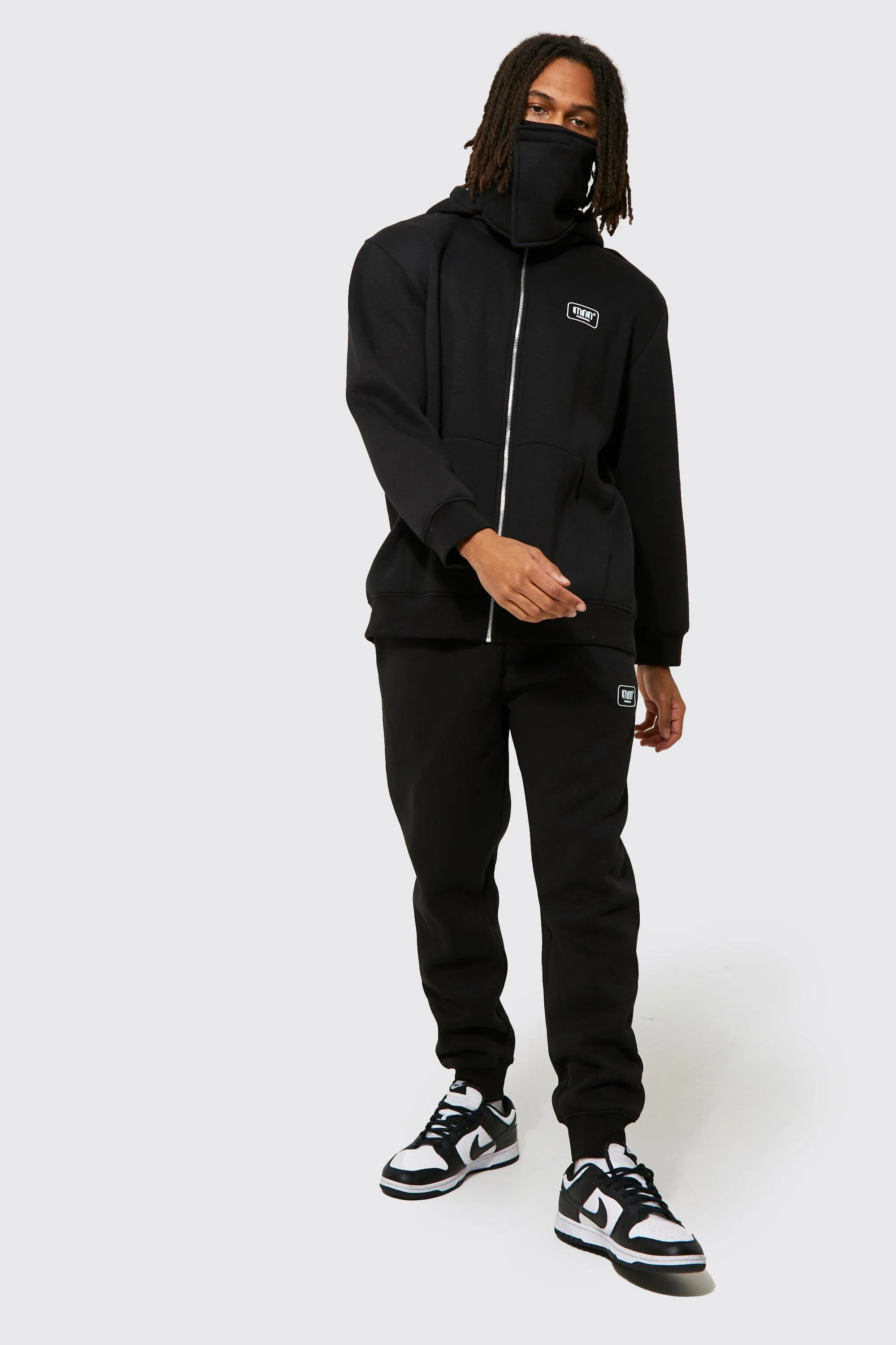 Oversized Man Zip Hooded Face Cover Tracksuit | boohooMAN UK