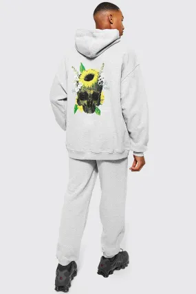 Oversized Skull Floral Hooded Tracksuit | boohooMAN UK