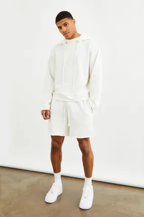 Oversized Wide V Neck Hoodie And Short Set | boohooMAN UK