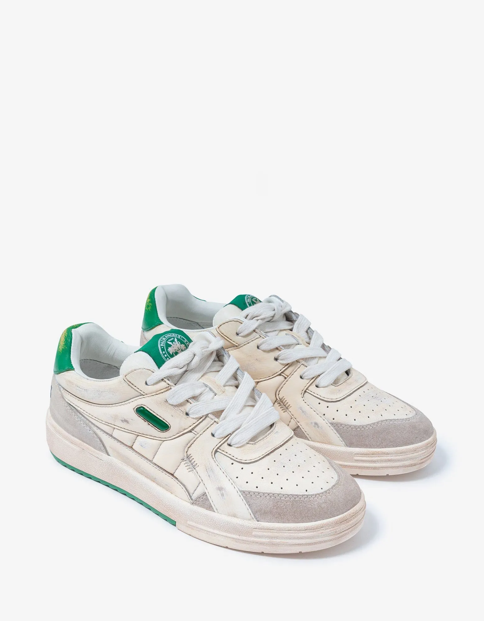 Palm Angels White & Green Palm University Trainers