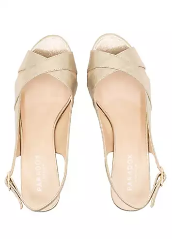 Paradox London Champagne Shimmer Sling Back Platform Sandals | Grattan