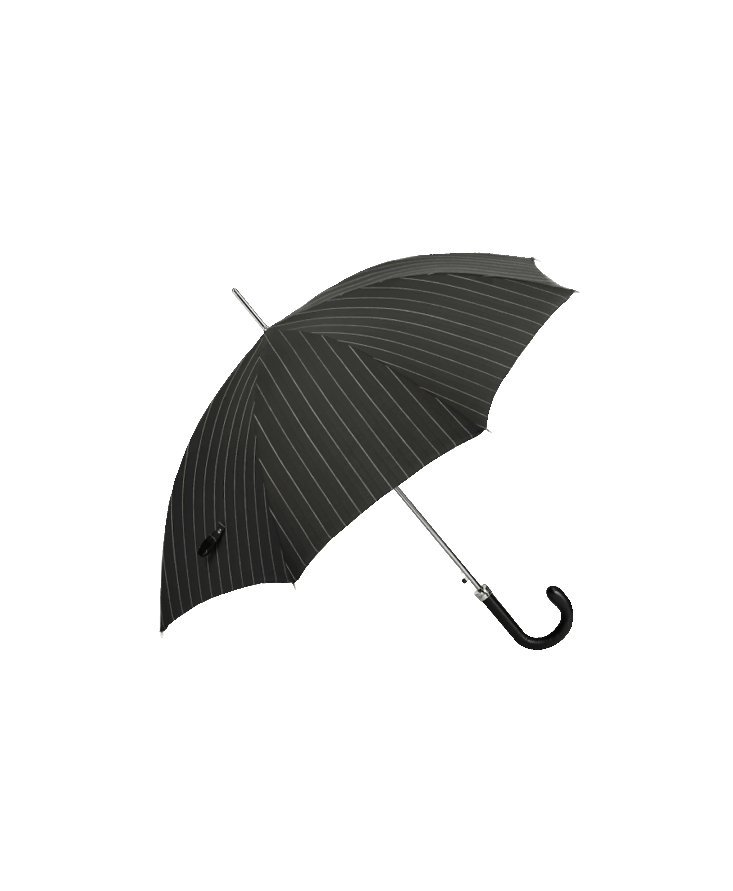 Passotti Ombrelli Black & White Pinstripe Umbrella With Black Padded Leather Handle | He Spoke Style