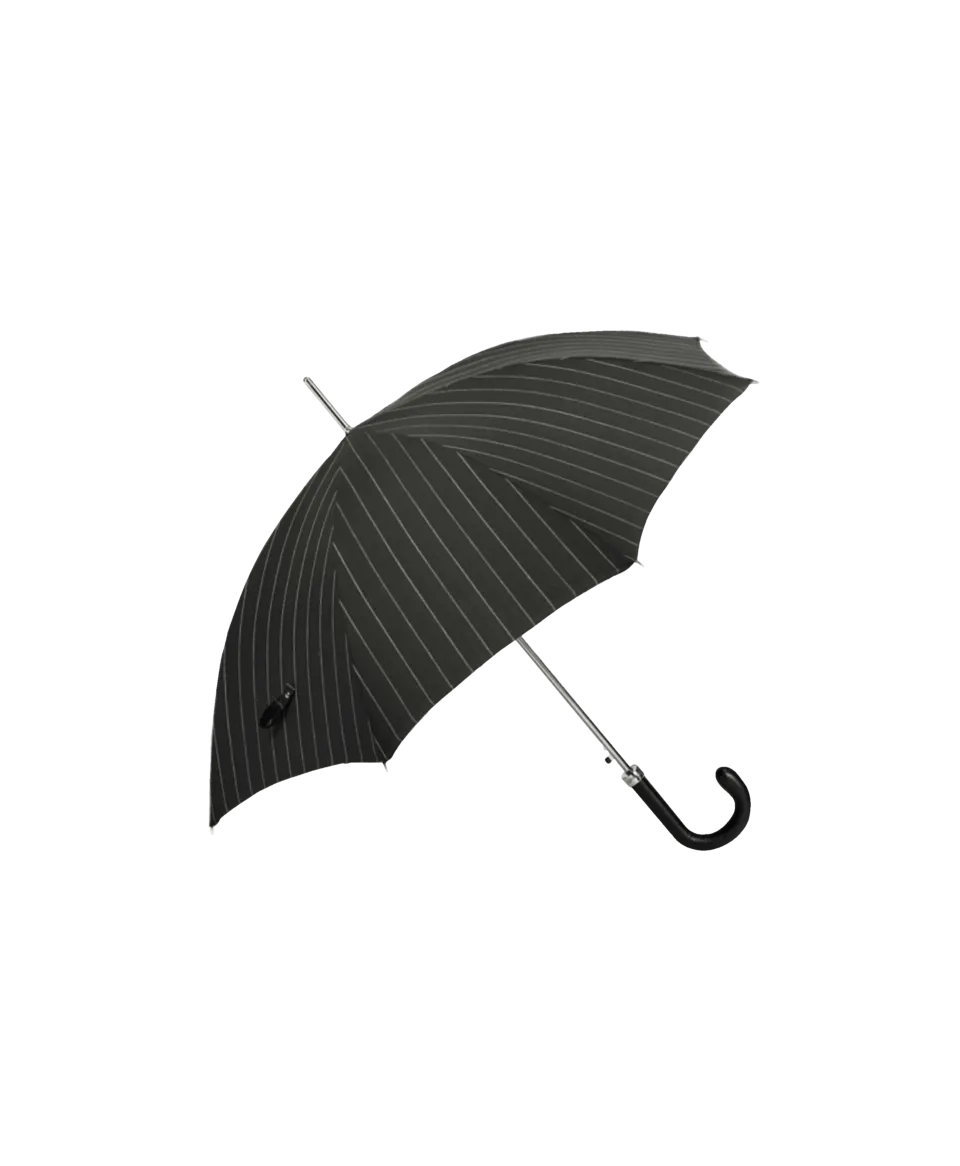 Passotti Ombrelli Black & White Pinstripe Umbrella With Black Padded Leather Handle | He Spoke Style