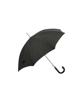 Passotti Ombrelli Black & White Pinstripe Umbrella With Black Padded Leather Handle | He Spoke Style