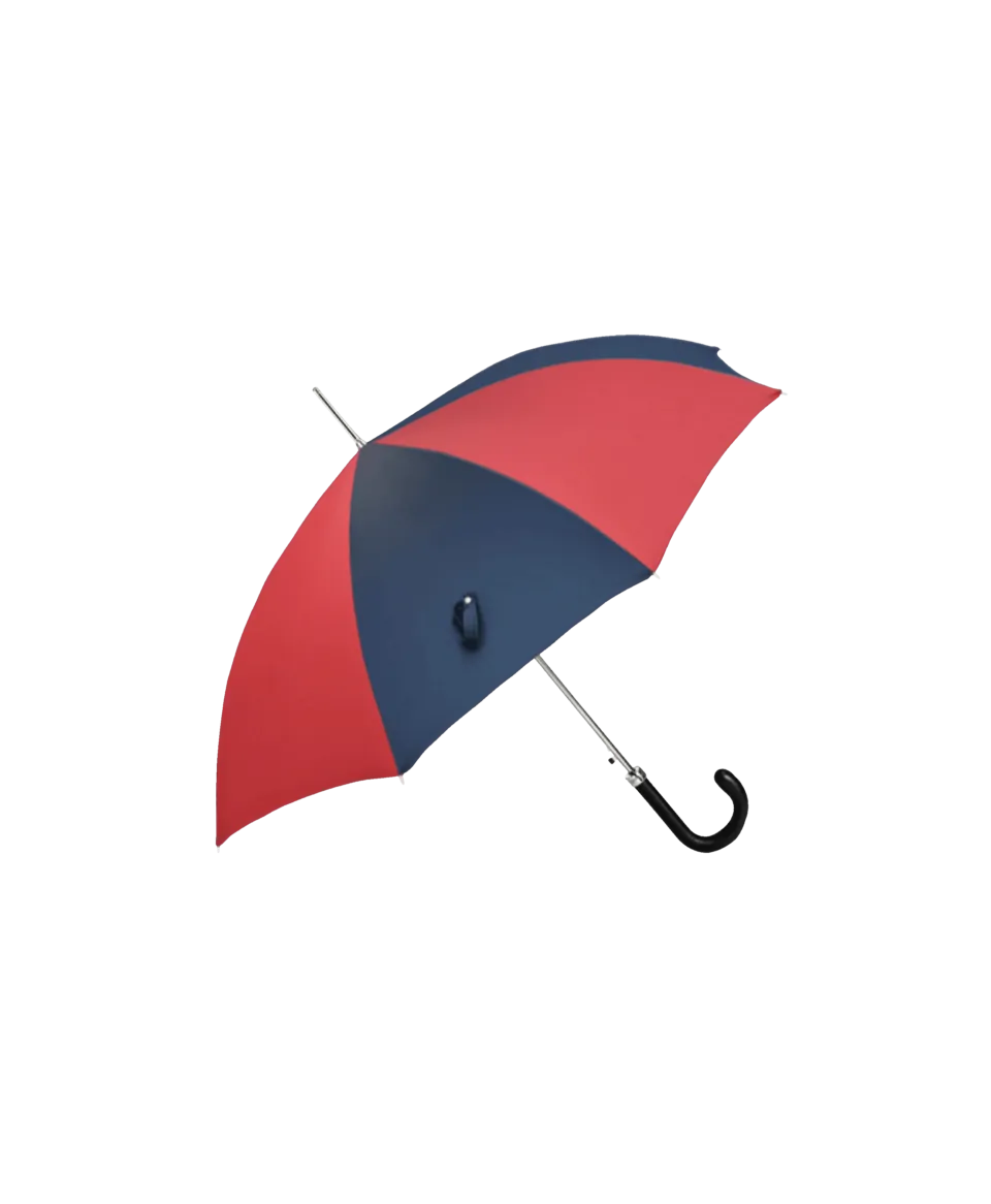 Passotti Ombrelli Red And Navy Panel Umbrella With Navy Padded Leather Handle | He Spoke Style