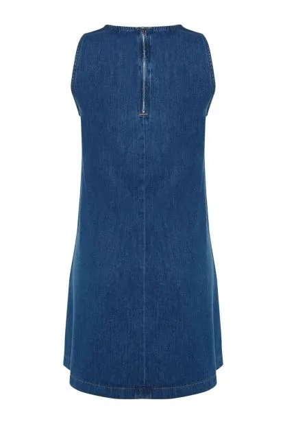 Pleated Denim Dress