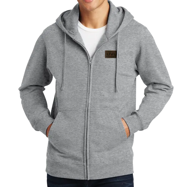 Port & Company Fan Favorite Fleece Full-Zip Hooded Sweatshirt- Pleather Mono Patch