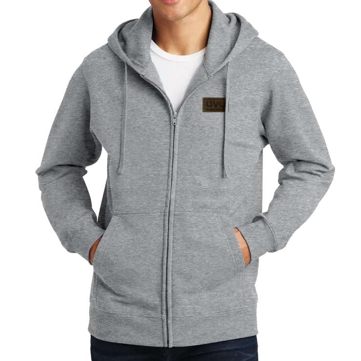 Port & Company Fan Favorite Fleece Full-Zip Hooded Sweatshirt- Pleather Mono Patch