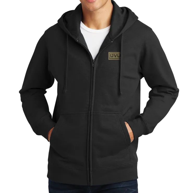 Port & Company Fan Favorite Fleece Full-Zip Hooded Sweatshirt- Pleather Mono Patch