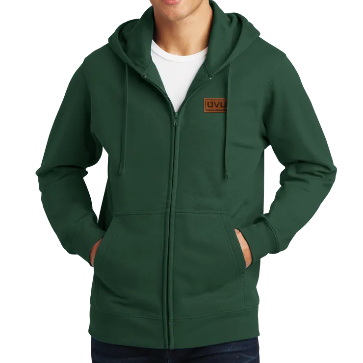 Port & Company Fan Favorite Fleece Full-Zip Hooded Sweatshirt- Pleather Mono Patch