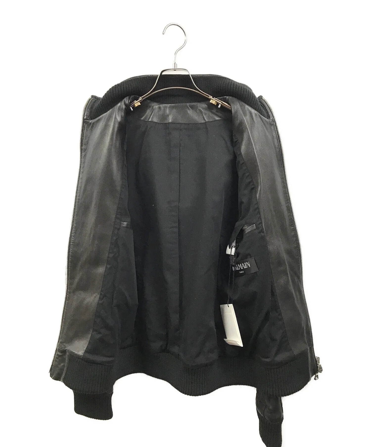 [Pre-owned] BALMAIN 16SS 3-Zip Leather Biker Jacket S6HC895D399