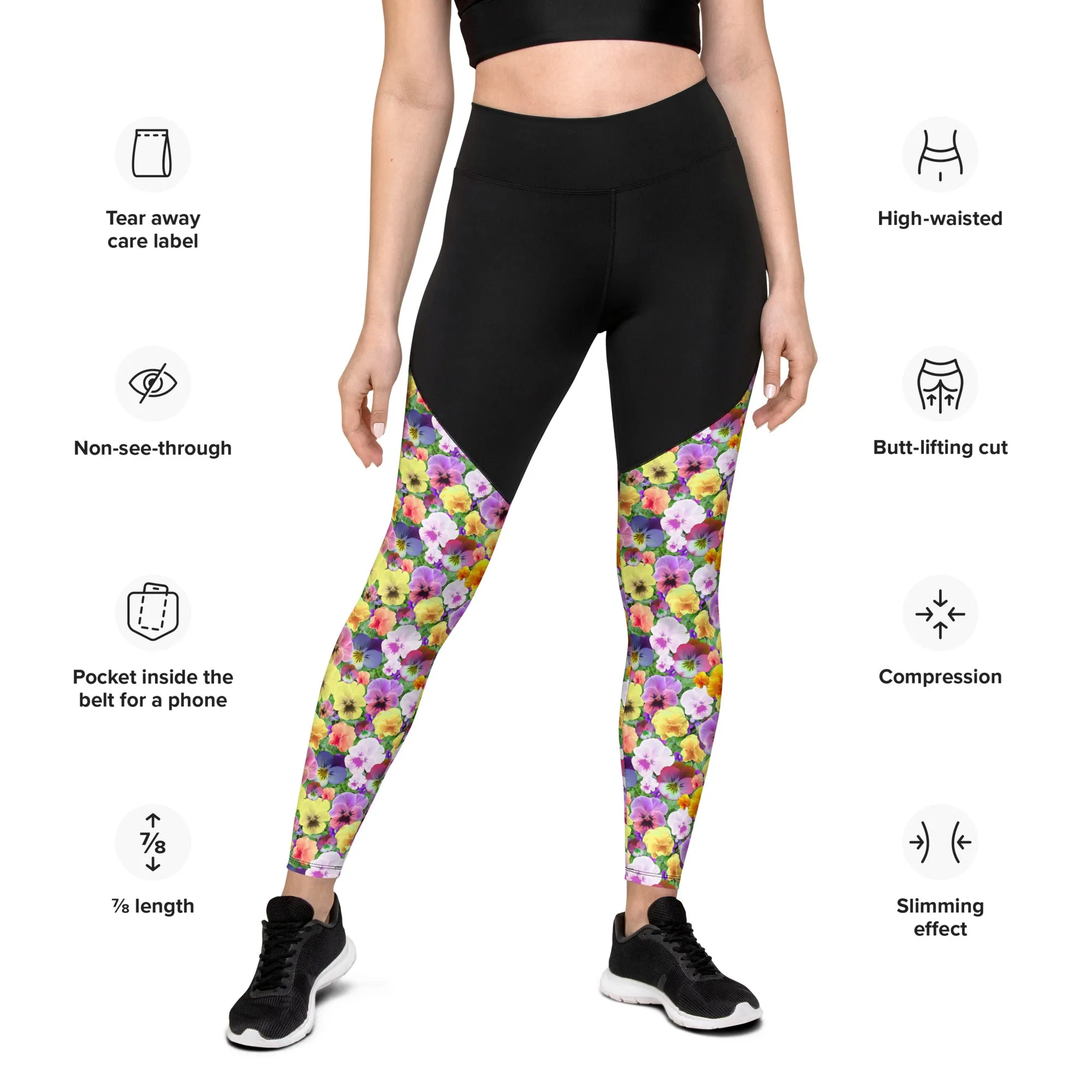 Pretty Pansies Sports Leggings