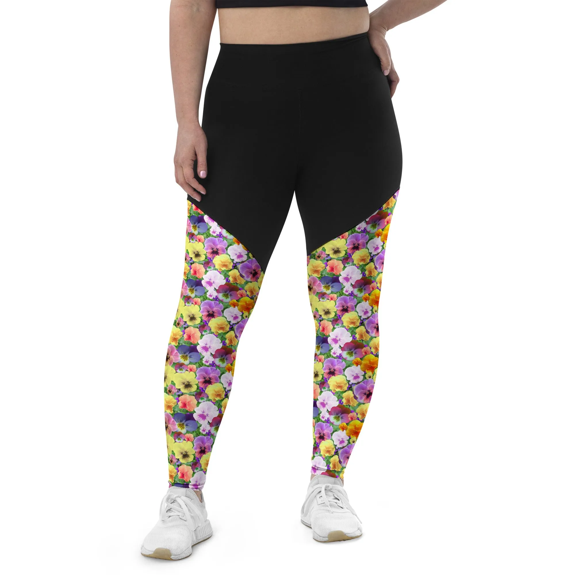 Pretty Pansies Sports Leggings