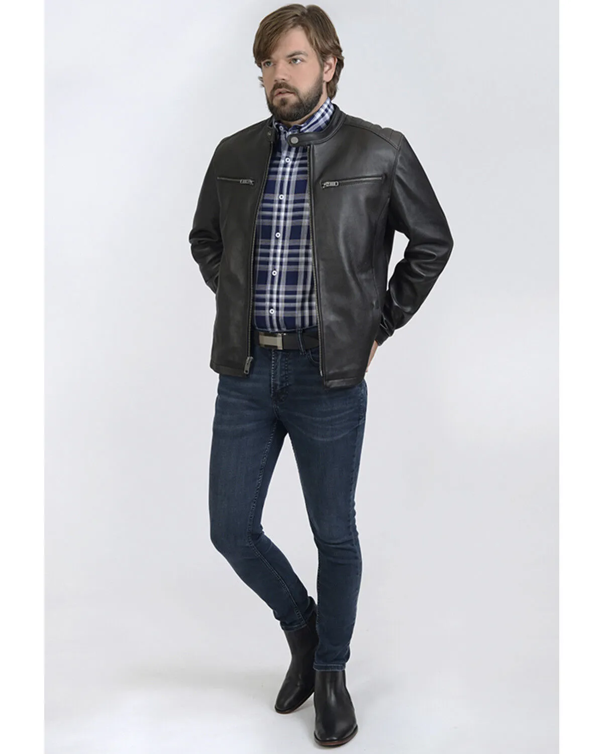 Product Name:  Frye Men's Racer Zip-Up Leather Jacket