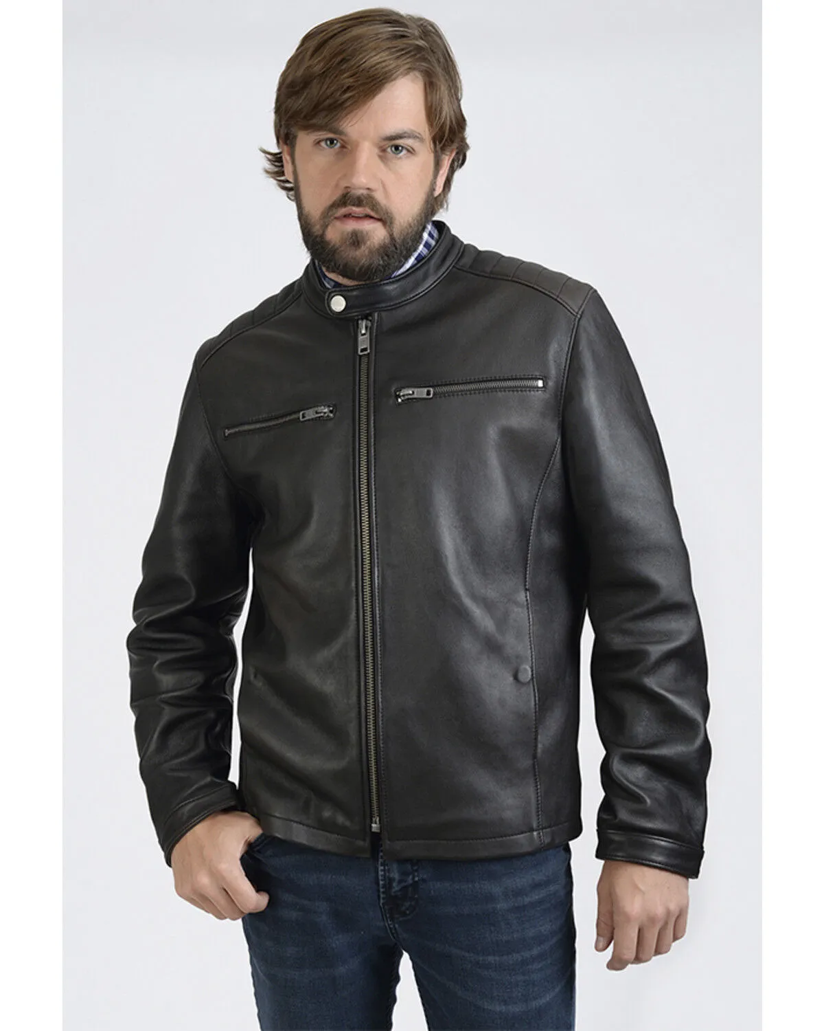 Product Name:  Frye Men's Racer Zip-Up Leather Jacket