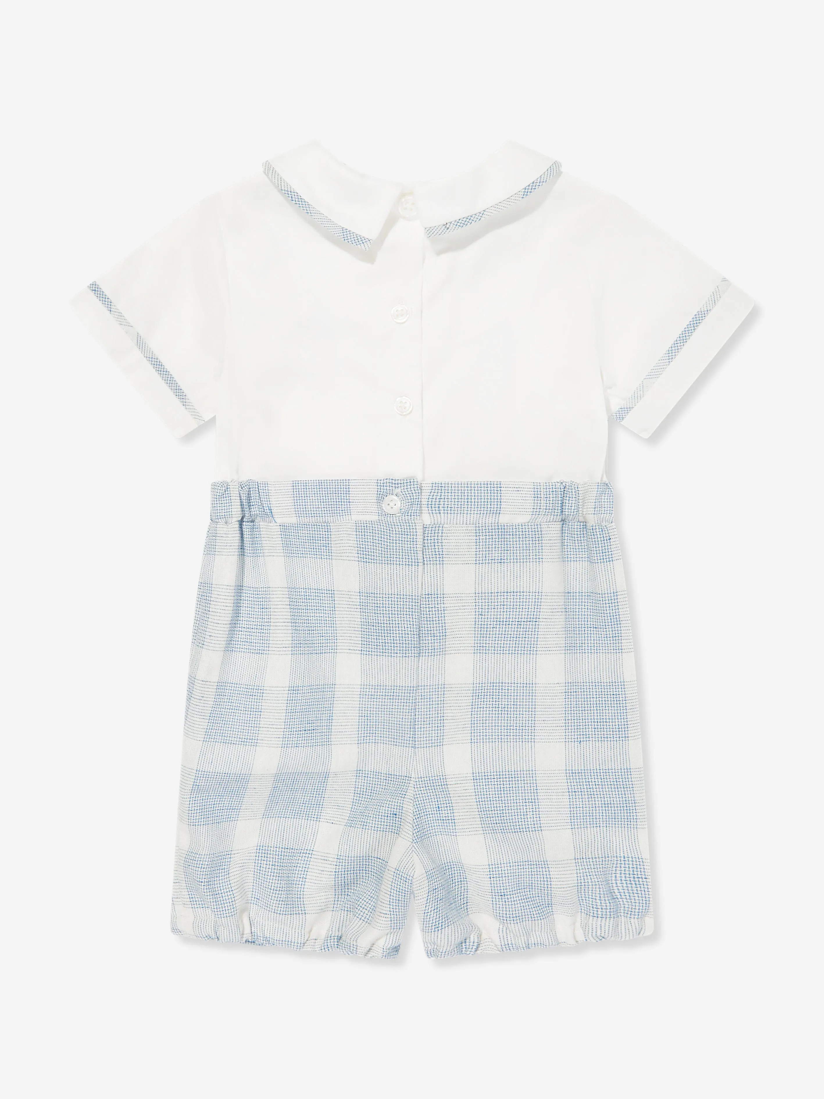 Rachel Riley Baby Boys Seersucker Check Romper in Blue