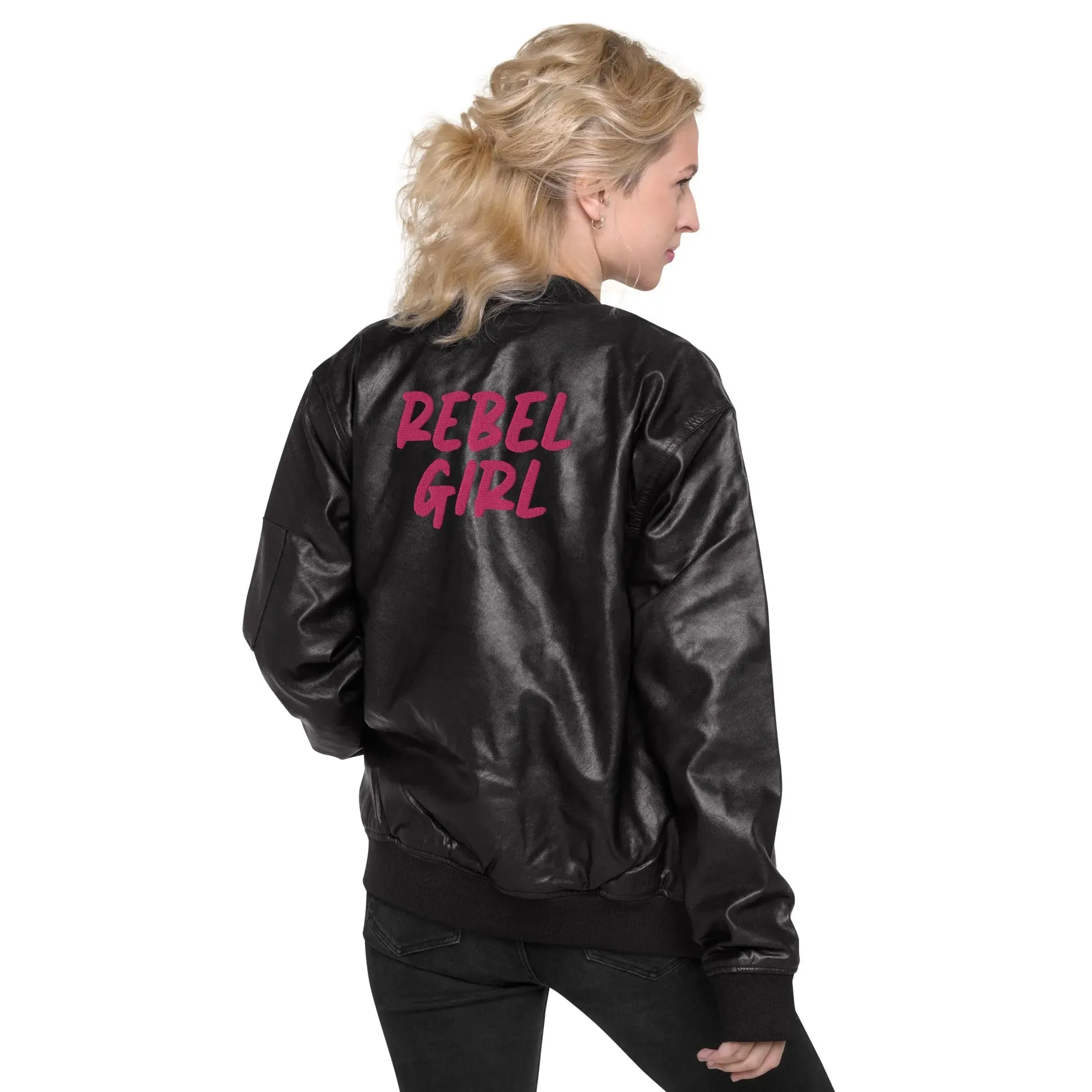 REBEL GIRL Leather Bomber Jacket