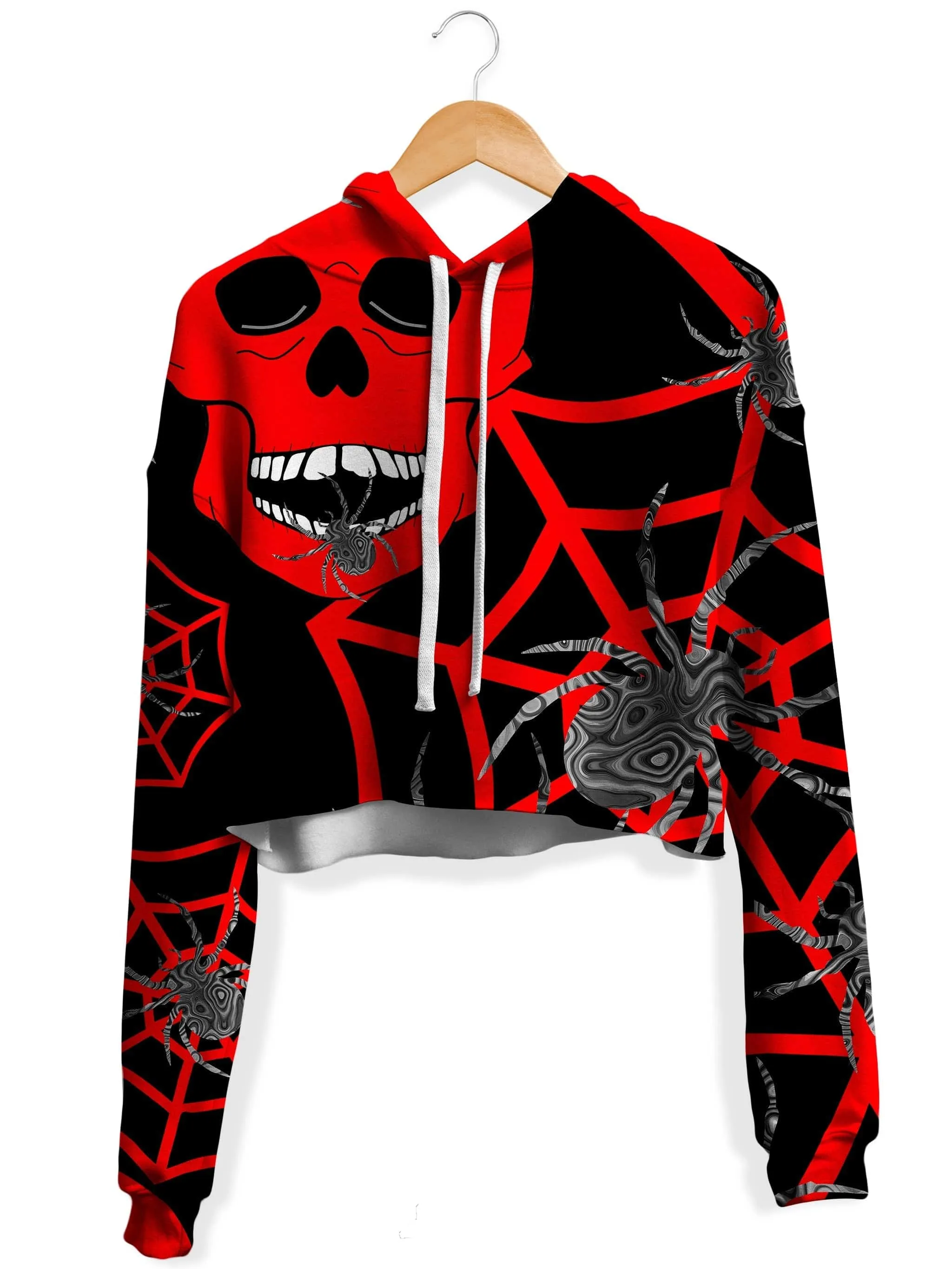 Red Skull Halloween Fleece Crop Hoodie (Clearance)