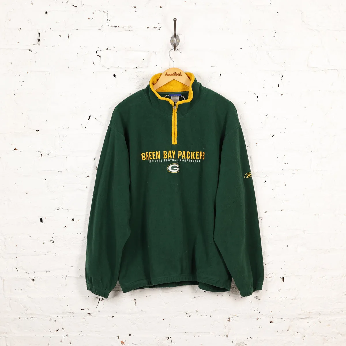 Reebok Green Bay Packers NFL 1/4 Zip Fleece - Green - XL