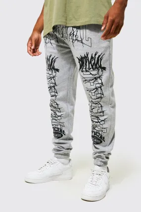 Regular Fit Multi Graphic Official Joggers | boohooMAN UK