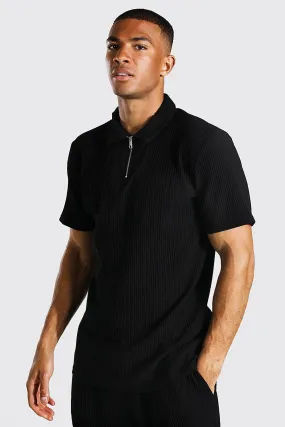 Regular Fit Pleated Polo | boohooMAN UK