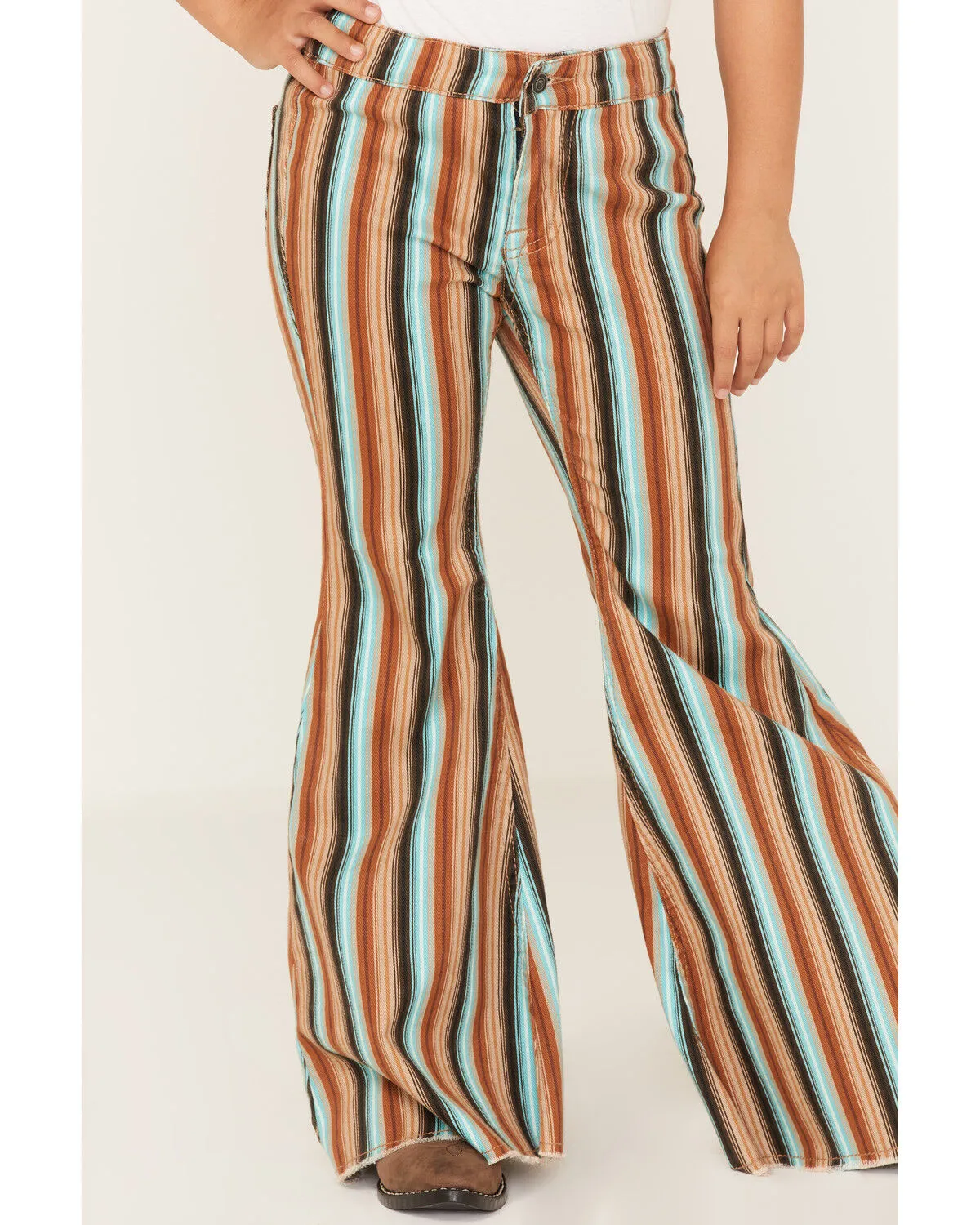 Rock & Roll Denim Girls' Serape Stripe Print Flare Jeans