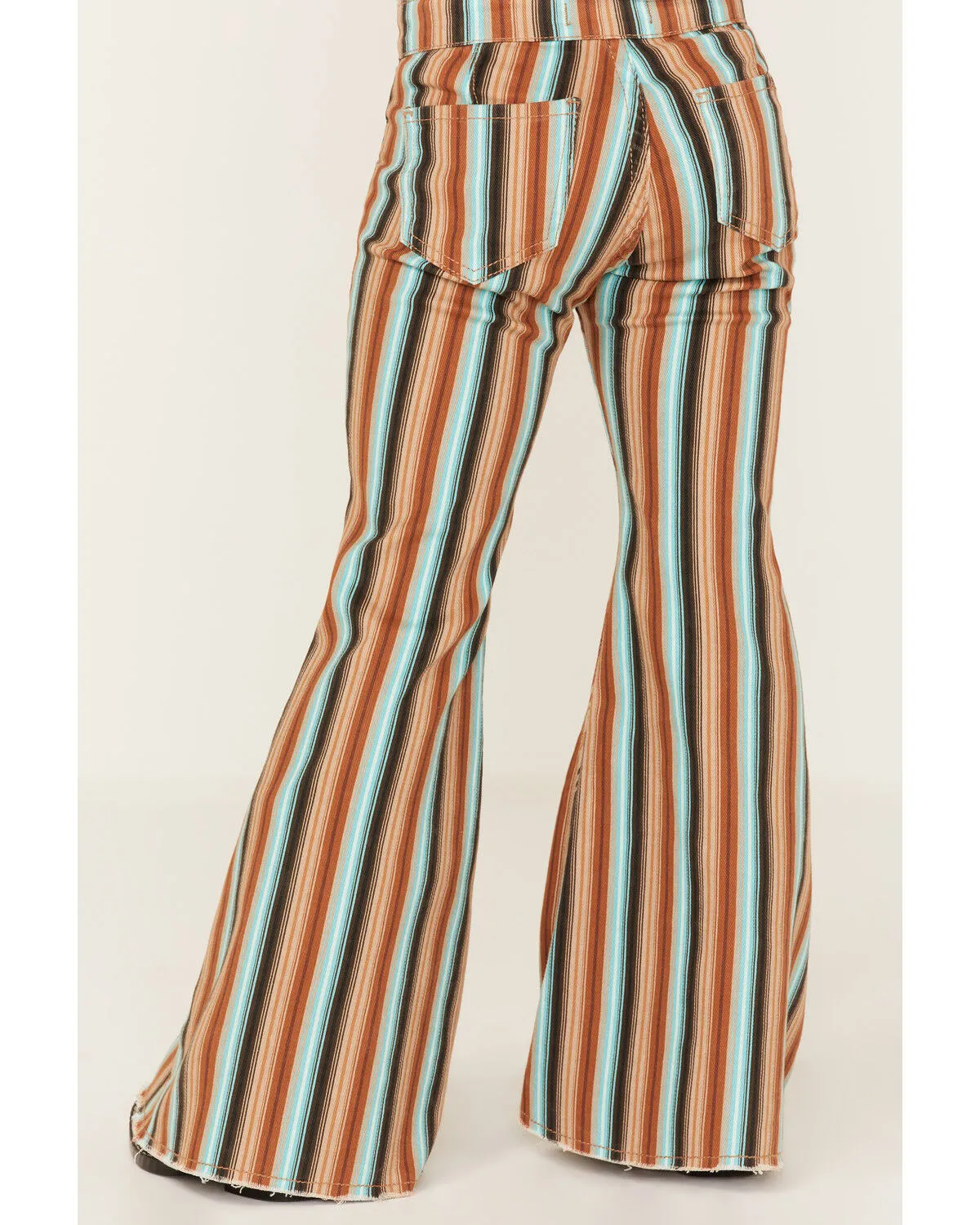 Rock & Roll Denim Girls' Serape Stripe Print Flare Jeans