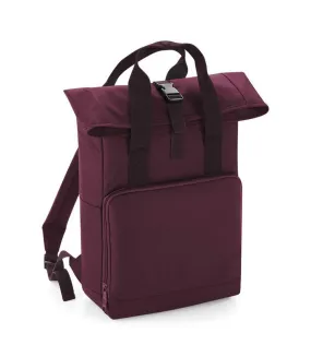 Roll top twin handle backpack one size burgundy Bagbase