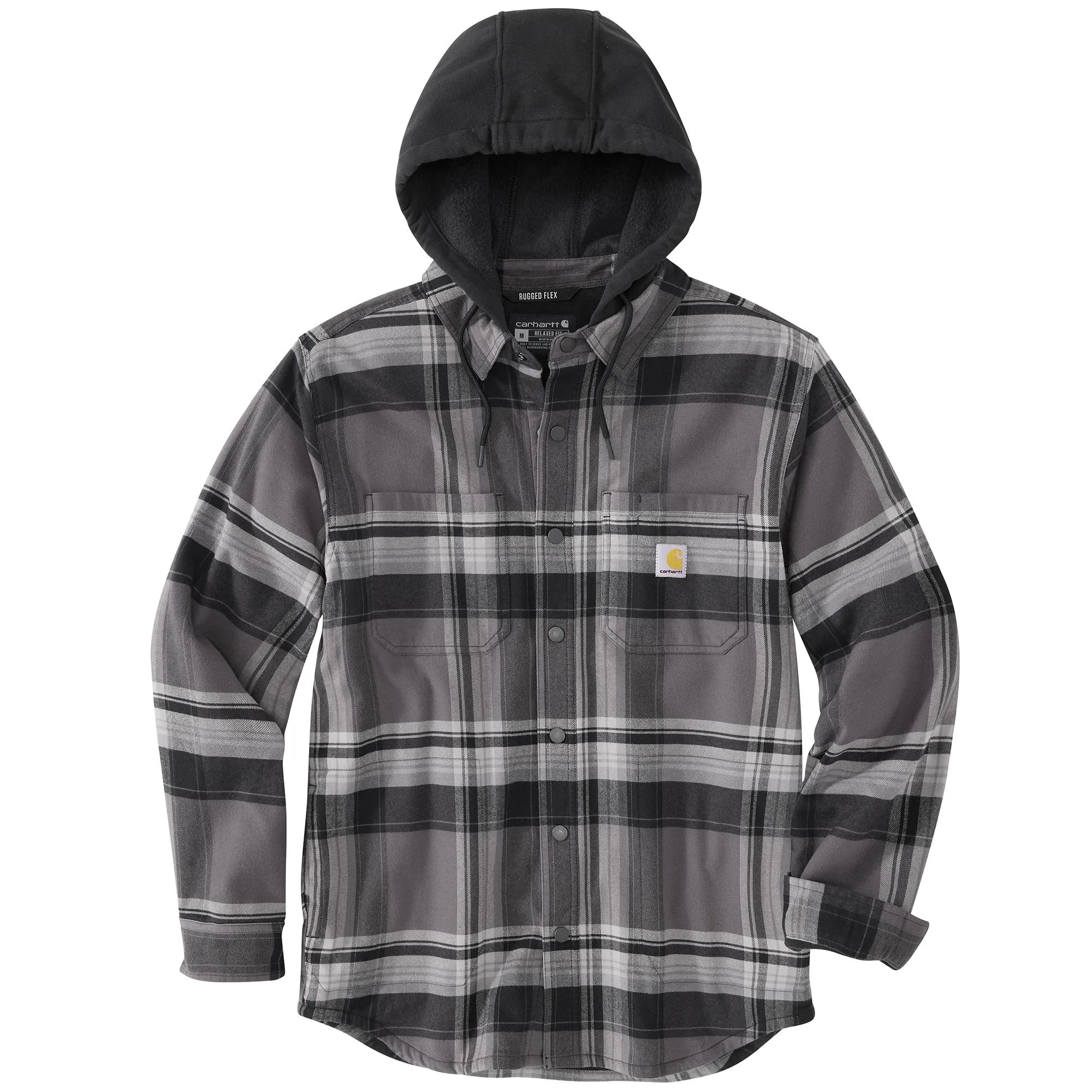 RUGGED FLEX RELAXED FIT FLANNEL FLEECE LINED HOODED SHIRT JAC 105938