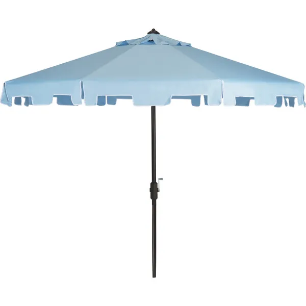 Safavieh UV-Resistant Zimmerman 9' Crank Push-Button Tilt Umbrella, Light Blue