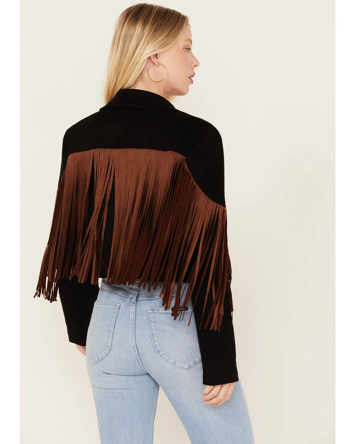 Saints & Hearts Girls' Faux Suede Cropped Fringe Jacket