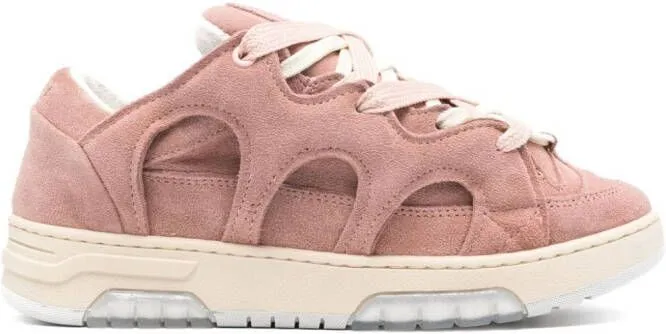 SANTHA panelled padded leather sneakers Pink