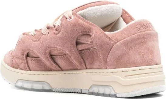 SANTHA panelled padded leather sneakers Pink