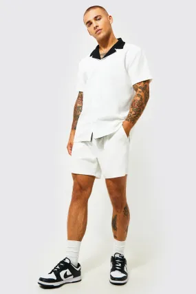 Short Sleeve Jersey Textured Shirt And Short | boohooMAN UK