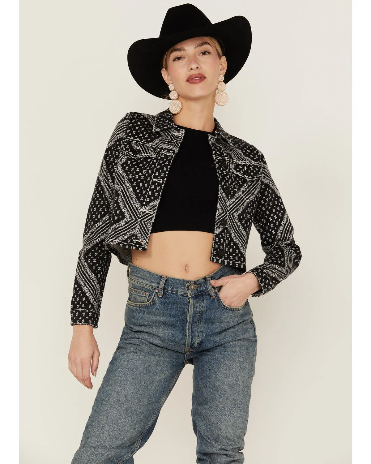 Shyanne Women's Bandana Print Relaxed Cropped Jacket