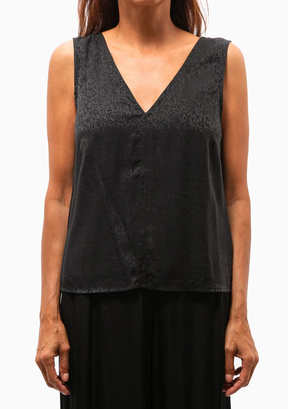 Silk Jacquard Ada Tank | Black