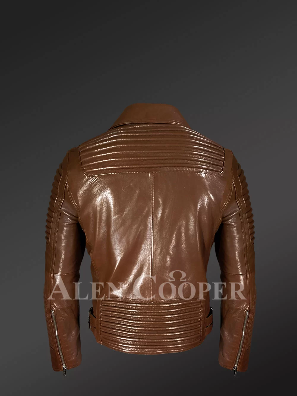 Slim Fit Leather Jacket in Biker Style for Men