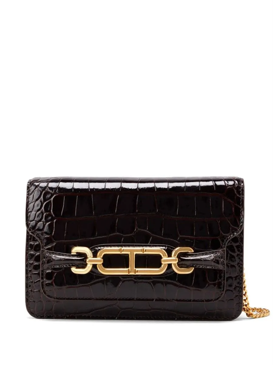 SMALL WHITNEY CROCODILE-EMBOSSED SHOULDER BAG