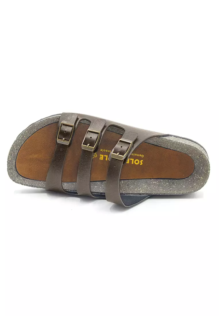 SoleSimple Ely - Dark Brown Leather Sandals & Flip Flops & Slipper