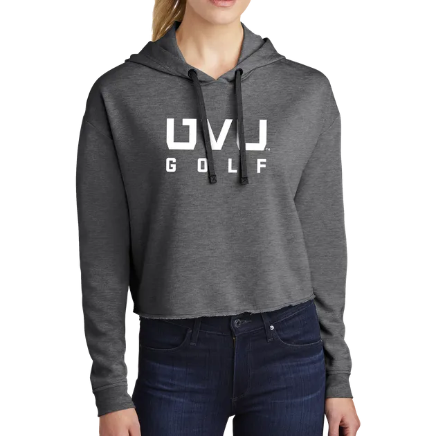 Sport-Tek Ladies PosiCharge Tri-Blend Wicking Fleece Crop Hooded Pullover - UVU Golf