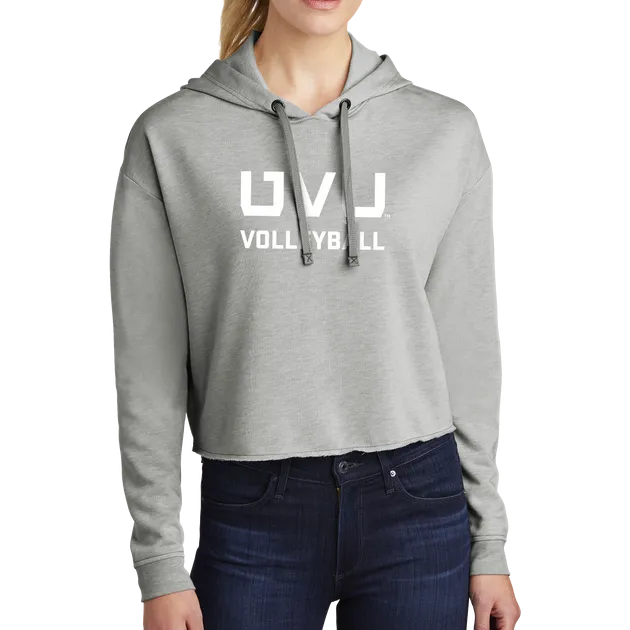 Sport-Tek Ladies PosiCharge Tri-Blend Wicking Fleece Crop Hooded Pullover - UVU Volleyball